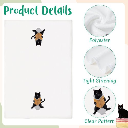 AellasNervalt Black Cat Hand Towel - 6Pcs Funny Bathroom Black Cat Decorative Kitchen Dish Cloths Set Absorbent Polyester Towels for Bath Bar Dining Room Decor, Housewarming Gift for Hostess & Home
