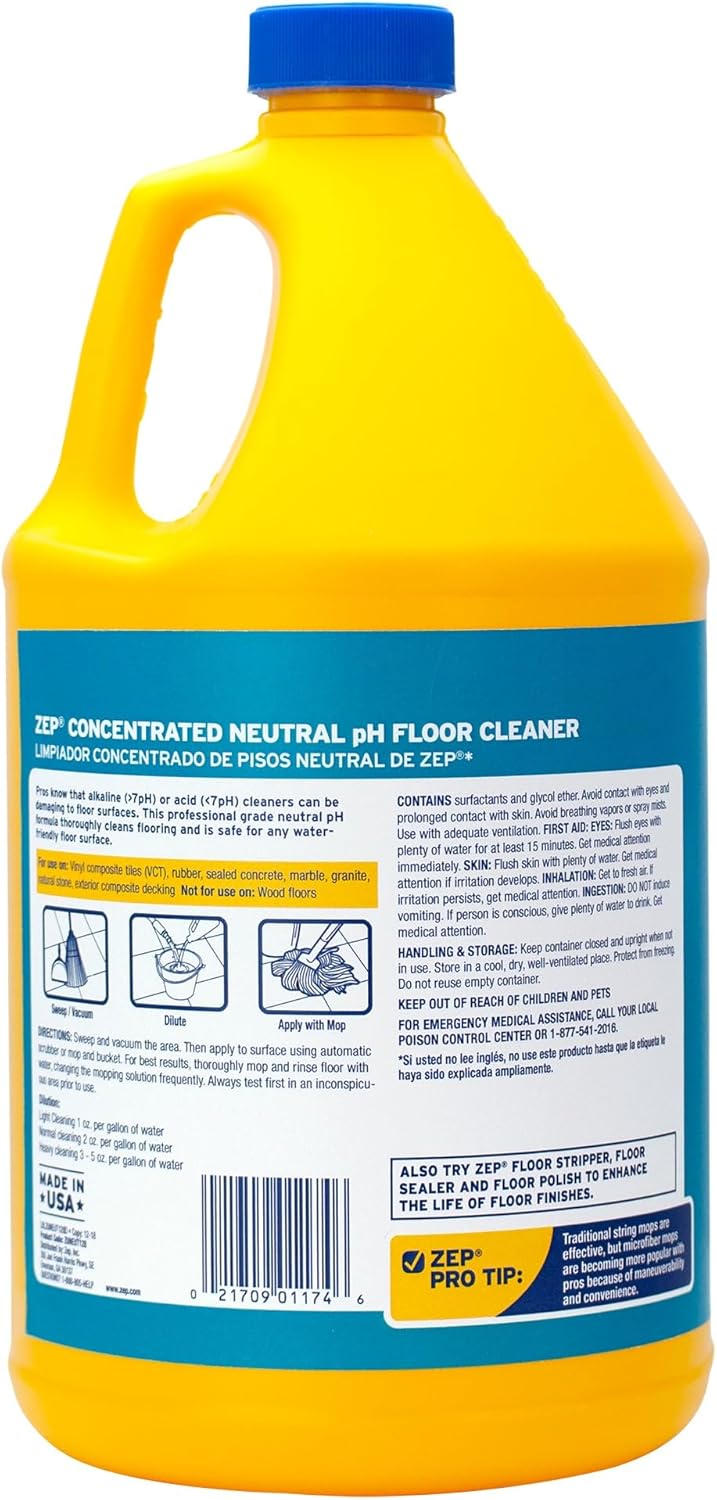 Zep Neutral pH Floor Cleaner - Concentrated All-Purpose Formula - 1 Gallon Size
