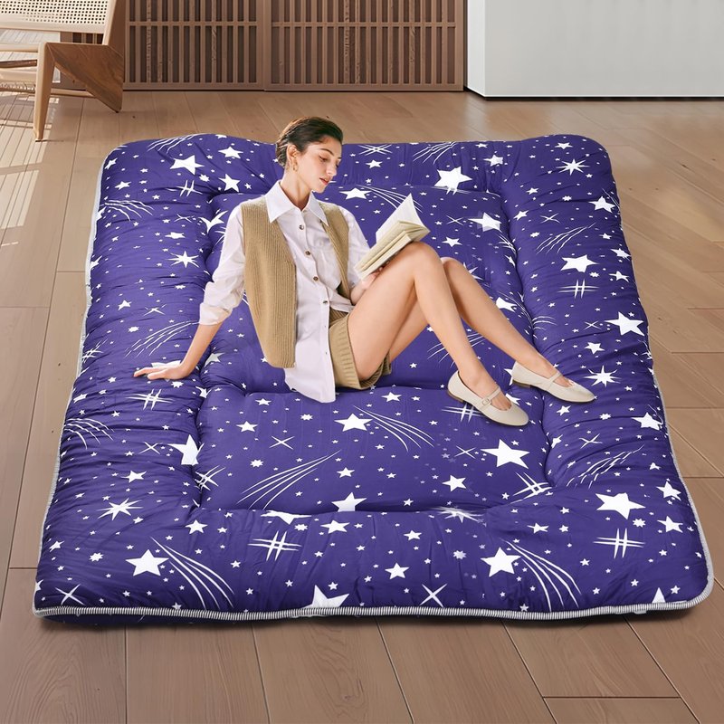 DPRRCX Japanese Floor Mattress,Roll Up Memory Foam Tatami Mat Easy to Store and Portable,Futon Mattress Suitable for Camping and Guest Room (Blue, Twin (80" x 36"))