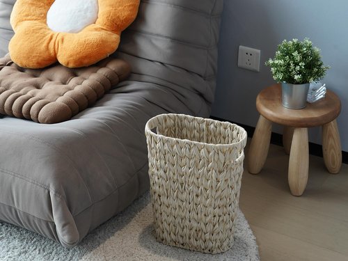 Coeusy Wicker Trash Can 2 Pack White