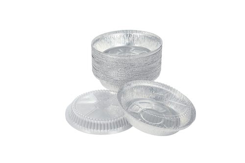 Waytiffer 7 Inch Round Aluminum Pans with Lids (60 Pack) Disposable Foil Pan with Clear Dome Top, Aluminum Tin for Roasting Baking Cooking