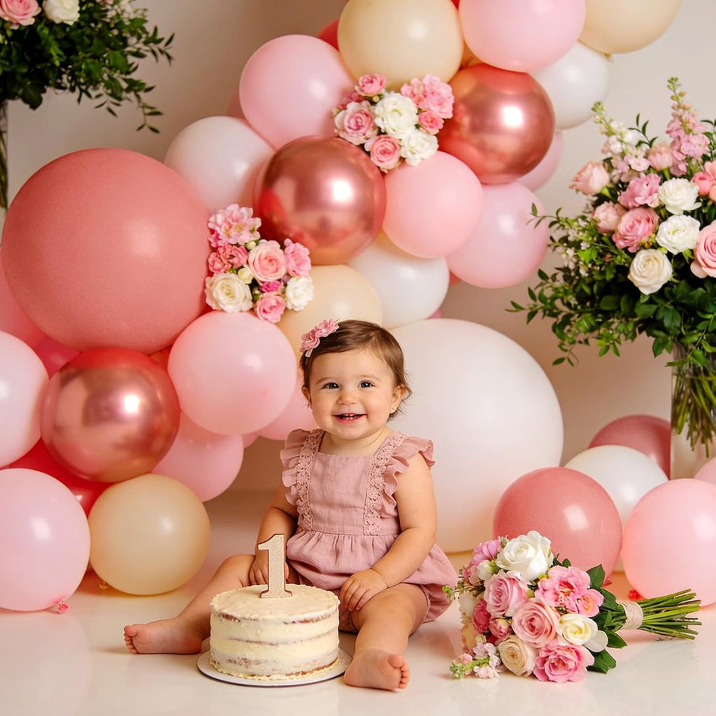 Winrayk Rose Gold Balloons - Floral Baby Shower Decorations Kit | Pink Balloon Arch for Girls' Parties