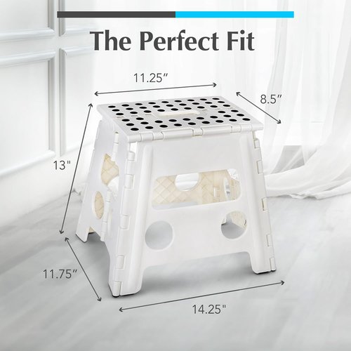 Handy Laundry Folding Step Stool - Lightweight & Sturdy for Adults and Kids - Easy One-Flip Design | White - 13 Inch