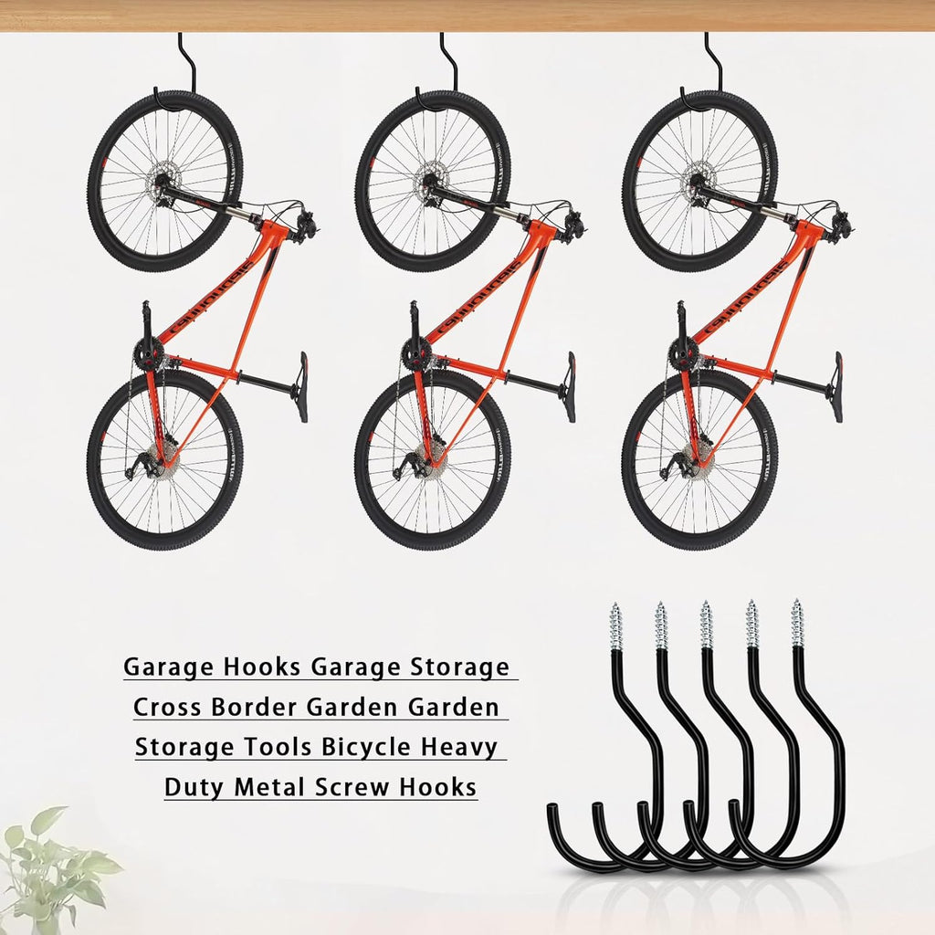 Skiennix Heavy-Duty Bike Hooks - 12 Pack Bicycle Storage Hangers for Garage & Garden Organization