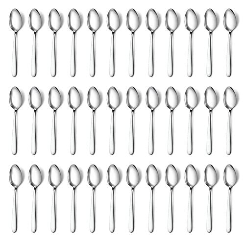Pleafind 36 Pieces Teaspoons Set (6.2 inch), Spoon Silverware, Stainless Steel Tea Spoons, Mirror Polished Small Teaspoon, Dessert Spoons for Home, Kitchen, Restaurant, Dishwasher Safe