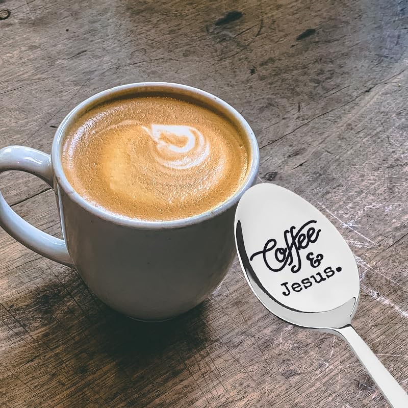 Coffee & Jesus Spoon – Catholic Religious Gift for Godparents, Christmas & Easter