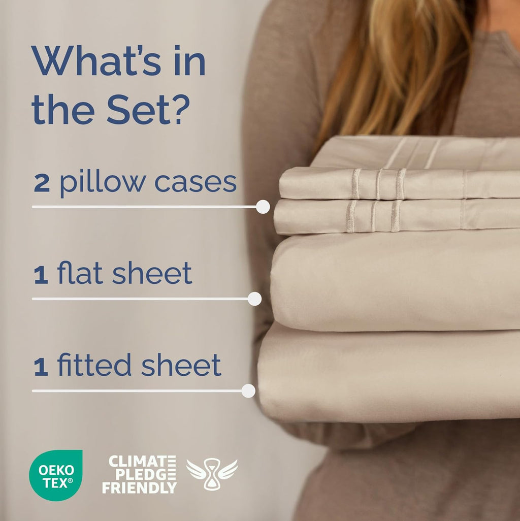 Skiennix Full XL Bed Sheet Set - 4 Piece Soft, Breathable & Cooling Luxury Bedding - Deep Pockets, Fade & Wrinkle Free - Wheat Color