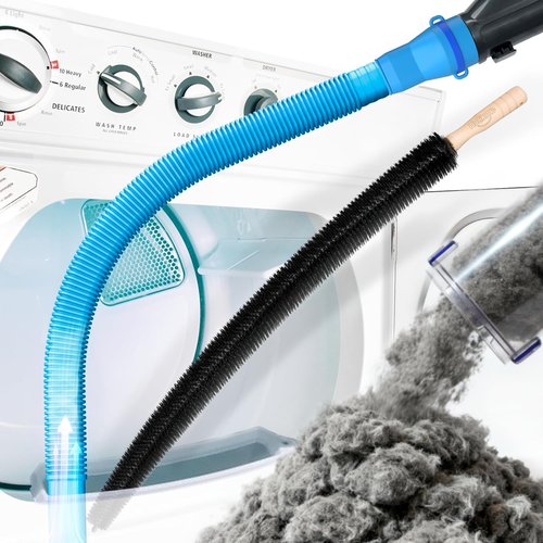 Holikme Dryer Vent Cleaner Kit - 2-Piece Lint Removal Brush Set for Vacuum Cleaners | Blue