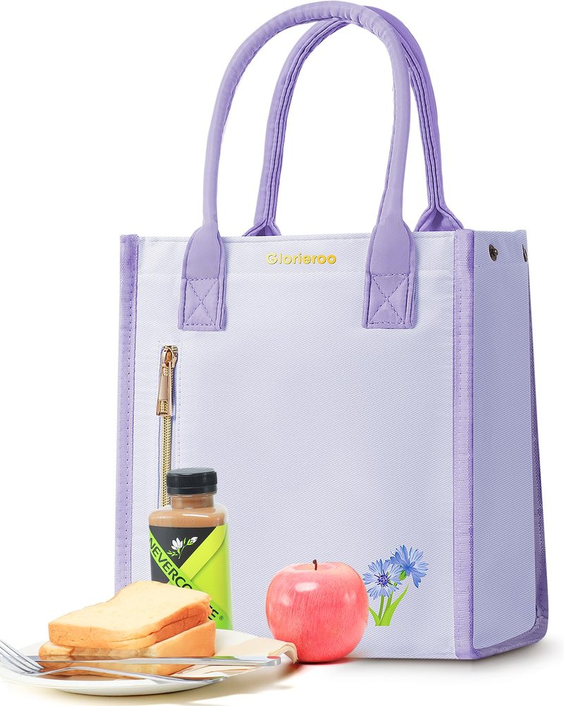 GLORIEROO Lunch Box Bag Women Girls - Insulated Leakproof Waterproof Lightweight Reusable Cooler for Work Picnic - Back to School Teacher Mothers Day Christmas Birthday Gifts