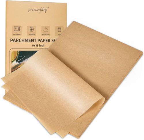200 Pcs Parchment Paper Sheets - Non-Stick Baking & Grilling | 9x13 In, 450°F Heat Resistant, Natural Wood Pulp