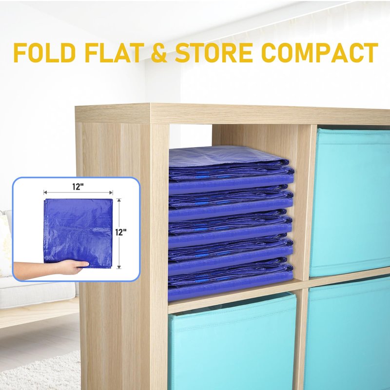 TICONN 6 Pack Extra Large Moving Bags with Zippers & Carrying Handles, Heavy-Duty Storage Tote Moving Boxes for Space Saving (6 PK, 60 Gallon)