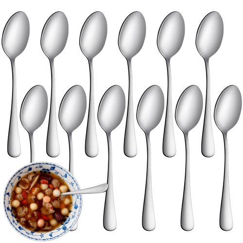 16 Pcs Teaspoons Set, Food-Grade Stainless Steel Spoons Silverware, Cutlery Tea Spoons, Durable Dessert Spoons, Metal Spoon for Home, Kitchen or Restaurant, Mirror Polished, Dishwasher Safe 6.7 Inch