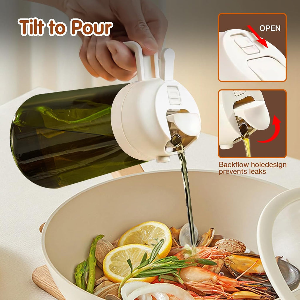 YARRAMATE 16oz Dark Oil Sprayer - 2-in-1 Olive Oil Dispenser Bottle | Premium Food-Grade Glass