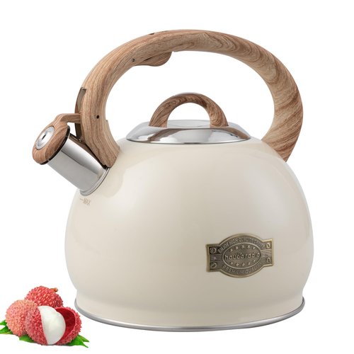 Tea Kettle Stovetop,2.7QT Stainless Steel Whistling Teapot for Stove Top Aesthetic,Portable Water Kettles Camping with Anti-hot Silicone Handle,Suitable for All Heat Sources,Milky White