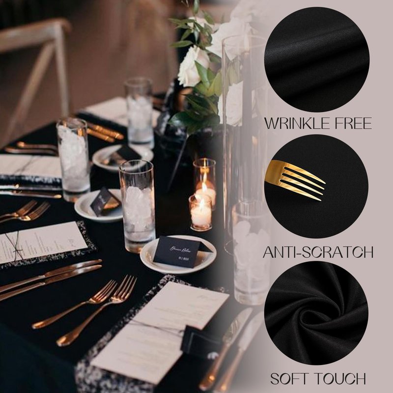 Romanstile 6 Pack Black Round Tablecloth 108 Inch, Reusable and Washable Circle Table Clothes, Stain Resistant Polyester Fabric Table Cover for Wedding, Party, Banquet, Gathering