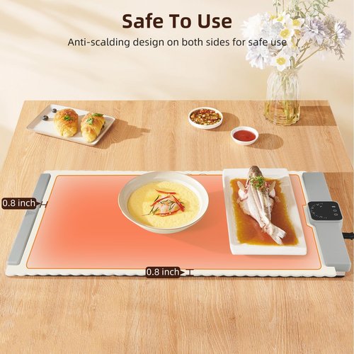 Electric Warming Tray - Foldable Food Warming Mat with 5 Temp Setting, Full-Surface Heat in 5s, 4 Hours Auto-Off, Easy to Clean with Nano-Material, for Buffet, for Party, for Thawing (L)