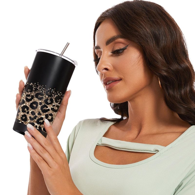 HODREU Leopard Print Tumbler 20 Oz Tumbler Leopard Print Gifts for Women Insulated Travel Mug for Women Female Teacher Doctor Coworker Educator Lady Leopard Lover Stainless Steel Thermal Cup