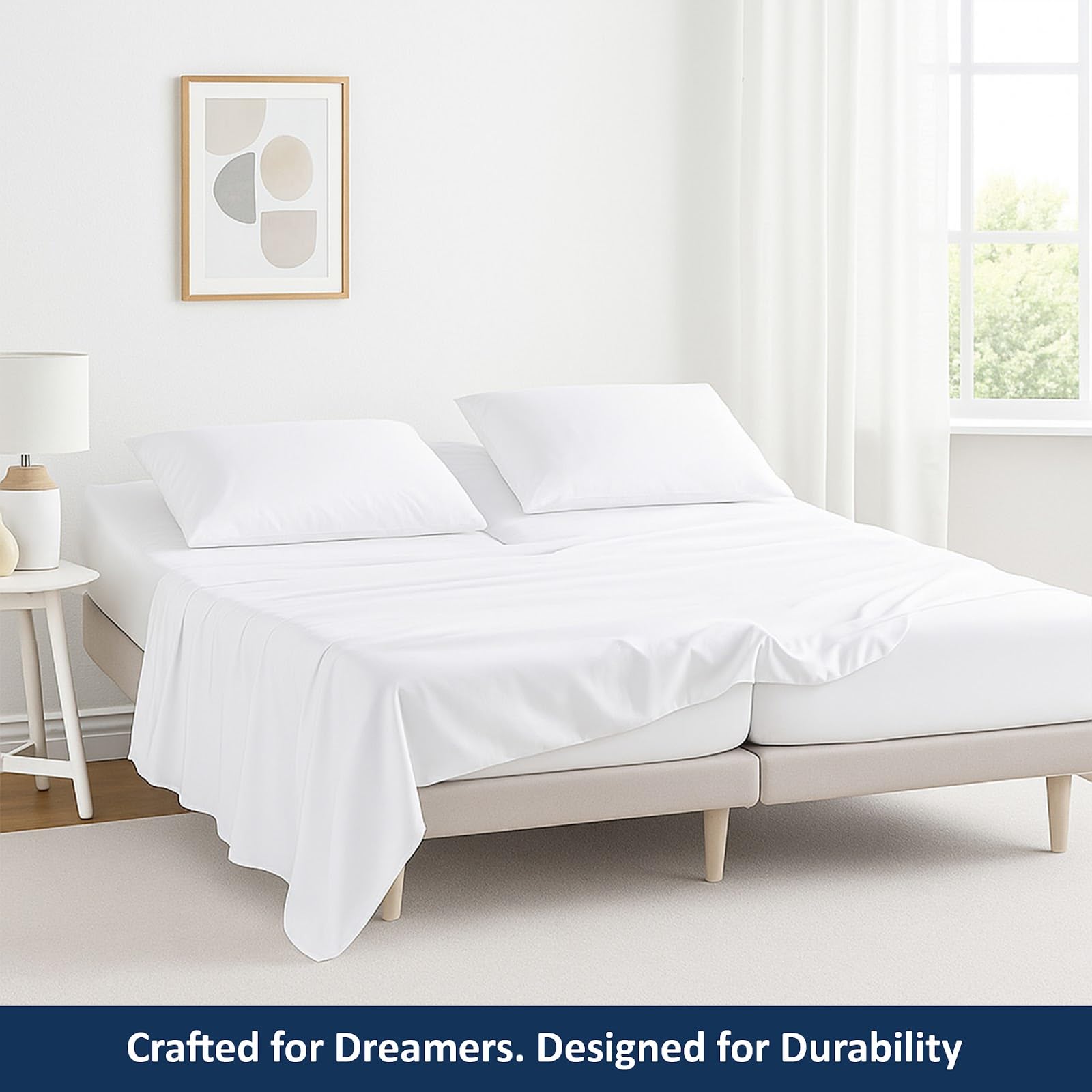 MD Home Decore 5 Piece Split Cal King Sheet Set, 100% Egyptian Cotton, 16 Inch Deep Pockets, White Solid, Soft Cooling Sheets for Adjustable Beds, Sleep Number Beds, Split Cal King Mattress Sheet Set