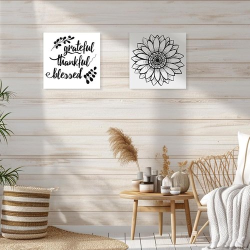 DoubleFill Wooden Signs - 4 Pcs Rustic Blank Plaques for Crafts | 12x12 Inch White Wood Canvas