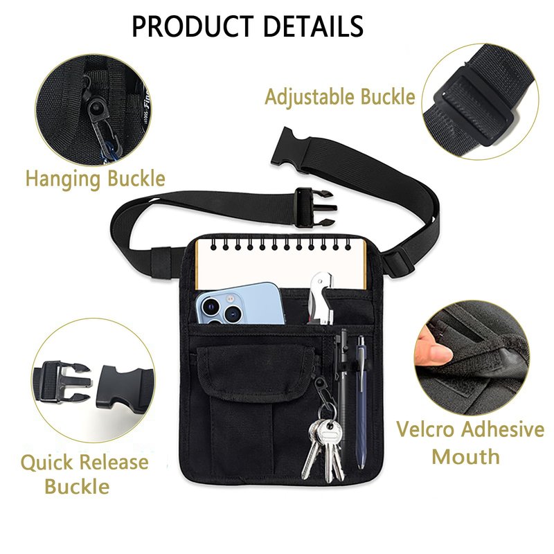 ZMD Server Apron Waist Pouch, Restaurant Waitress Apron with Pockets Utility Belt Women Work Apron Waist Pouch with Adjustable Belt Money Bag Tool Pouch for Hotel, Bar, Gardening, Nursing