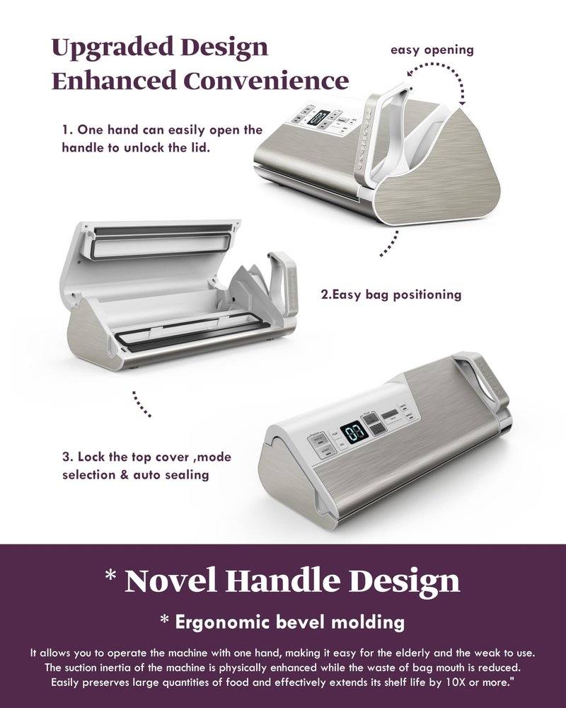 Mesliese Vacuum Sealer Machine, 95kPa 140W Double Seal Powerful Food Sealer, One Hand Operation Food Storage with Build-in Cutter & Roll Storage, ETL Tested (White)