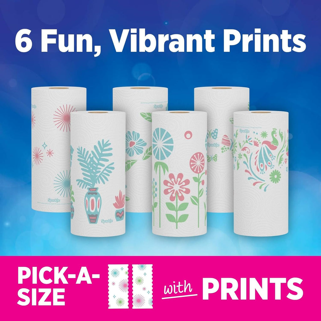 Sparkle Paper Towels - Pick-A-Size, 2 Double Rolls, Strong 2-Ply for Kitchen Cleanup & Everyday Use
