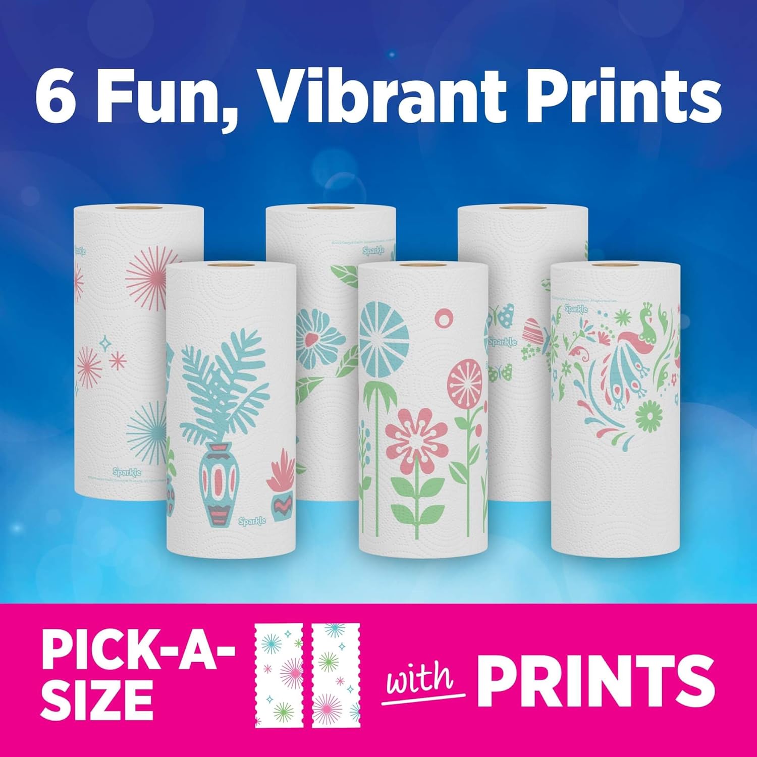 Sparkle Paper Towels - Pick-A-Size, 2 Double Rolls, Strong 2-Ply for Kitchen Cleanup & Everyday Use