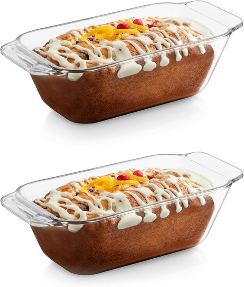 Libbey Baker’s Premium Glass Baking Dish Set - 2 Piece Stackable Bakeware for Bread, Cakes & Meatloaf