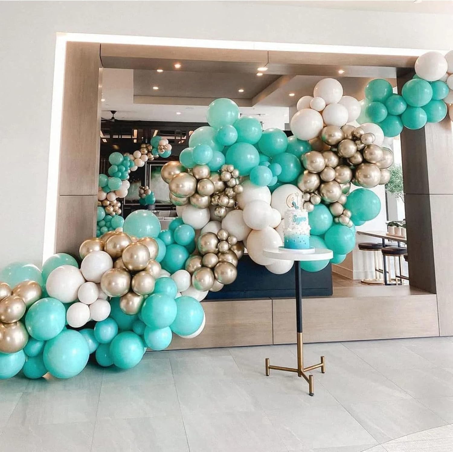 Voircoloria Teal Balloons - 130-Piece Set in Various Sizes for Baby Showers, Weddings & Birthdays