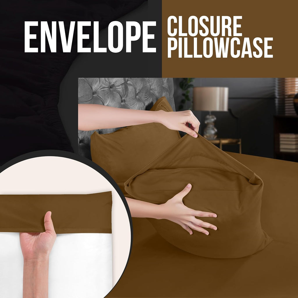 Utopia Bedding King Pillow Cases - 4 Pack - Soft Brushed Microfiber - Fade Resistant 20 X 40 Inches (Mocha)