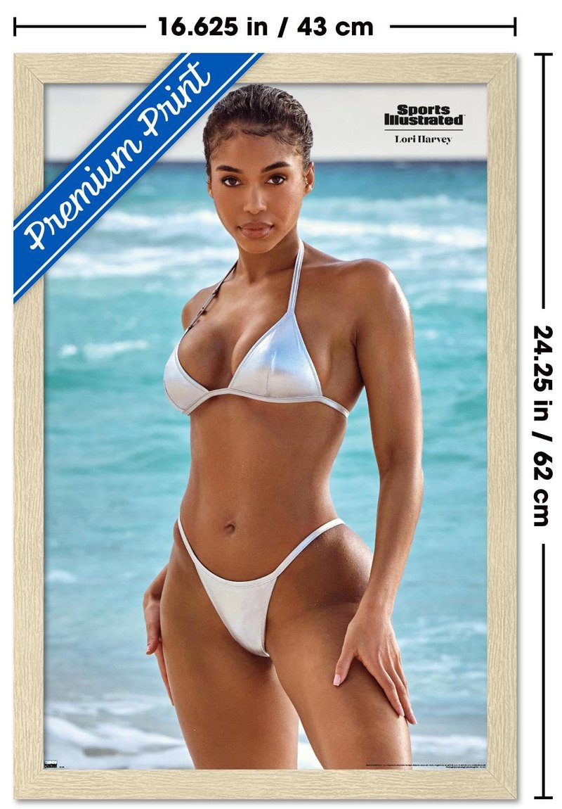 Trends International Sports Illustrated: Swimsuit Edition - Lori Harvey 24 Wall Poster, 22.4L x 14.7W, Blonde Framed Version