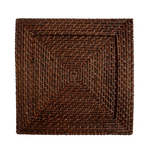 ChargeIt by Jay Square Chargers Set of 4 Decorative Service Plates for Home, Professional Fine Dining Perfect for Events & Dinner Parties -, Brown