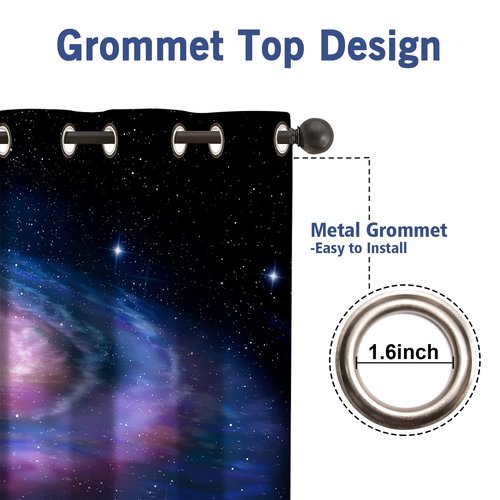 Jekeno Galaxy Blackout Curtains Outer Space Starry Sky Universe Print Grommet Window Drapes Galaxy Decor for Kids Boys Girls Bedroom Living Room 2 Panel Set, 42"x84"