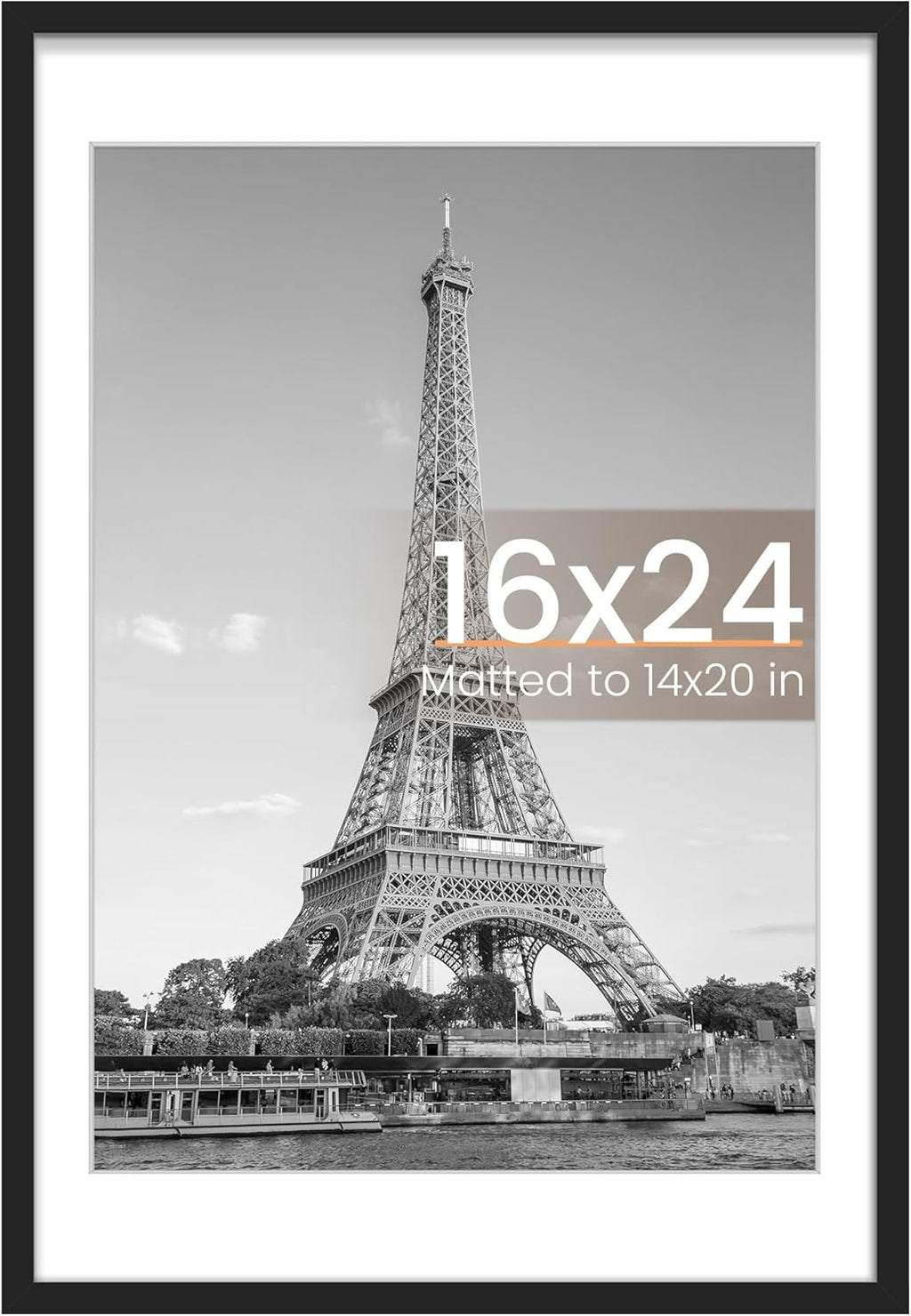 Upsimples 16x24 Picture Frame - Versatile Wall Display for 14x20 Photos with Mat | Black, 1 Pack