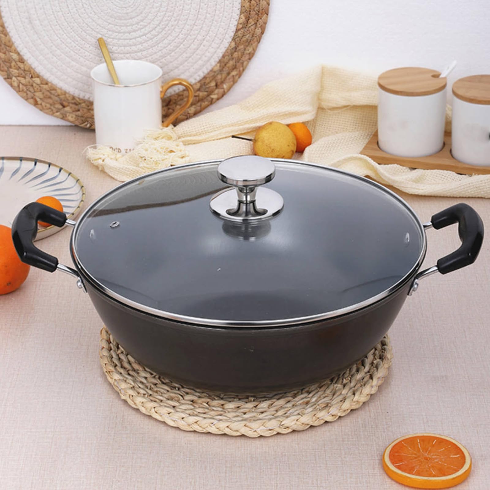 Tyqzor 9.5 Inch Pan Lid for Frying Pan, Skillet, 4mm Clear Tempered Glass, Compatible with Dishwasher and Ovens