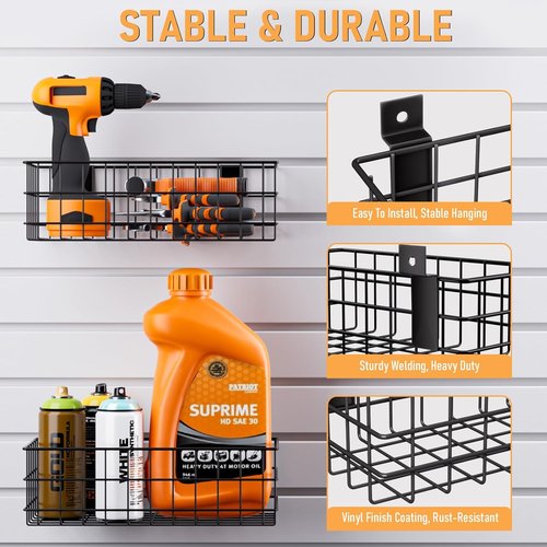 INCLY 30PCS Slatwall Accessories Set - Heavy Duty Hooks, Baskets, Shelves & Bins for Garage Organization