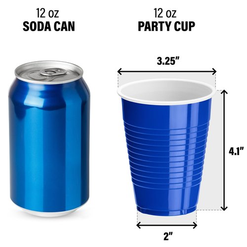 DecorRack Blue Plastic Cups, 12 oz Disposable Cups, Party Supplies (150 Count)