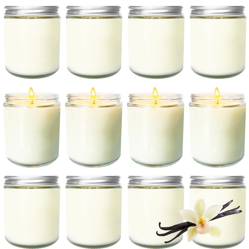 Veiuwa 12 Pcs 8 Oz Bulk White Soy Candles,Vanilla Scented Candles Set,Bulk Aromatherapy Candle,Great Stress Relieving Scented Candle for Girls as a Gift for Birthdays, Weddings and More!