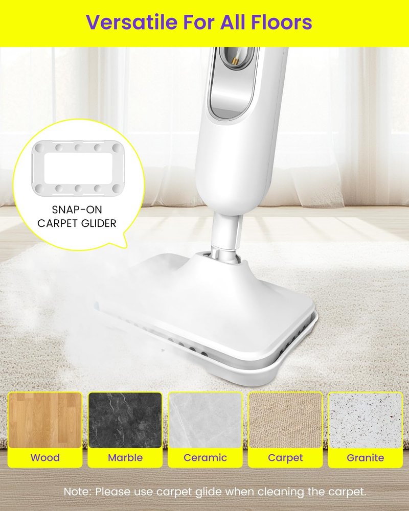Steam Mop for Floor Cleaning, Effortless Ergonomic Design Floor Steamer for Hardwood and Tile, Adjustable Steam Modes, 1500W High Power, 16.4ft Cord, 400Ml XL Tank, 2 Washable Pad (1)