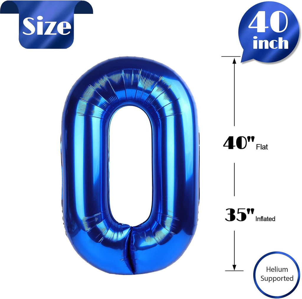 Number Balloons by Navy Blue - 40 Inch 0 Balloon for Birthday Decorations | Perfect for Boys and Men
