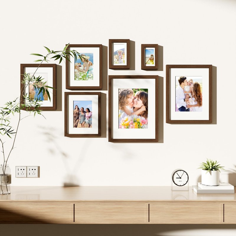 decorUhome 12x16 Picture Frame Set of 10, Display Photos 8.5x11 with Mat or 12x16 Unmatted for Picture Frames Collage Wall Decor, Brown