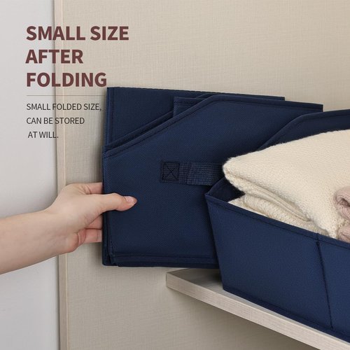 Homsorout Decorative Storage Baskets - Trapezoid Closet Bins with Handles, Navy Blue | 3 Pack for Home & Office Organization