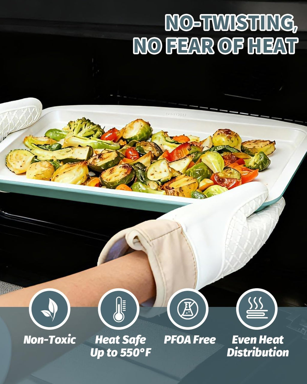 Skiennix Ceramic Nonstick Baking Pans Set - 33 PCS Stackable Bakeware, 550°F Oven Safe, Dishwasher Safe, Green