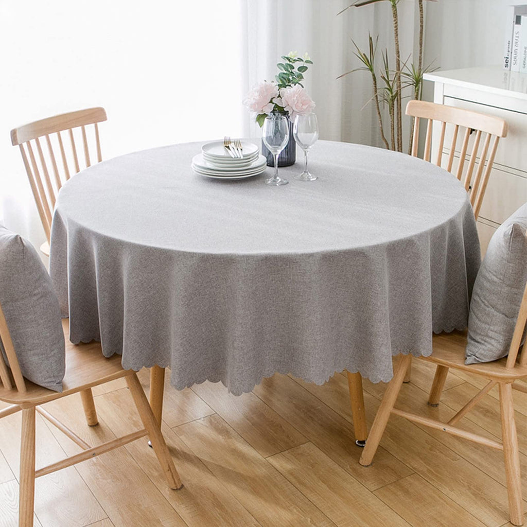 Jeloris Round Waterproof Tablecloth Spill-Proof and Stain Resistant Table Cloth Wrinkle Free Washable Decorative Fabric Table Cover for Kitchen, Dining, Parties, Buffet, Wedding(55 inch, Light Grey)