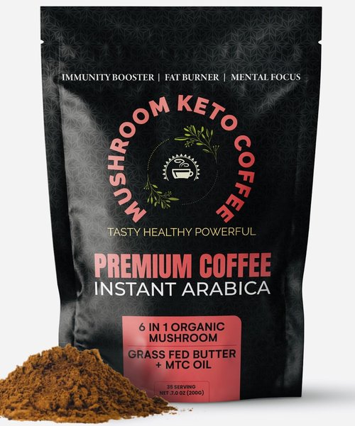 Vilorenz Mushroom-Keto Coffee. NO AFTER TASTE. Organic Adaptogenic Mushrooms, Grass Fed Butter and MCT Oil for Keto lifestyle. Premium Instant Arabica Beans, Medium Roast. 100% COFFEE TASTE