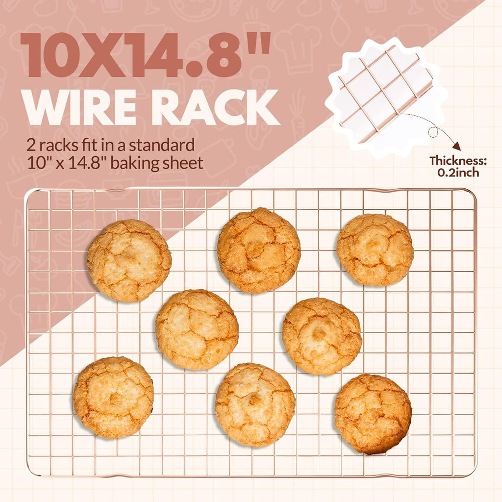Skiennix Cooling Racks - 2 PCS Stainless Steel Baking Racks, 14.8x10 Inches, Oven Safe | Perfect for Cookies & Bacon