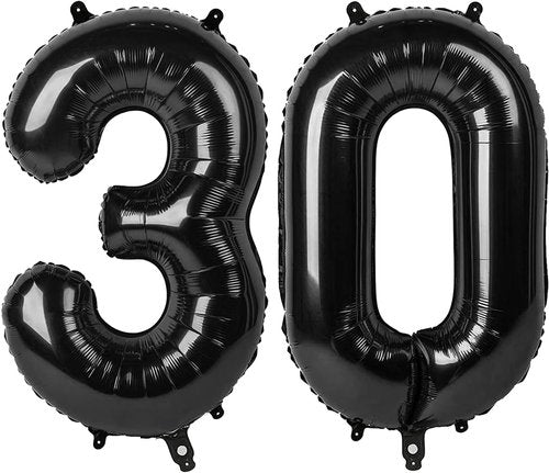Black Number 30 Balloon - 40 Inch 30th Birthday Decorations for Men & Women | Party Supplies