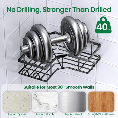 Adhesive Shower Caddy | 6-Pack Corner Bath Organizer - Rustproof Stainless Steel Shelves for Easy Bathroom Storage
