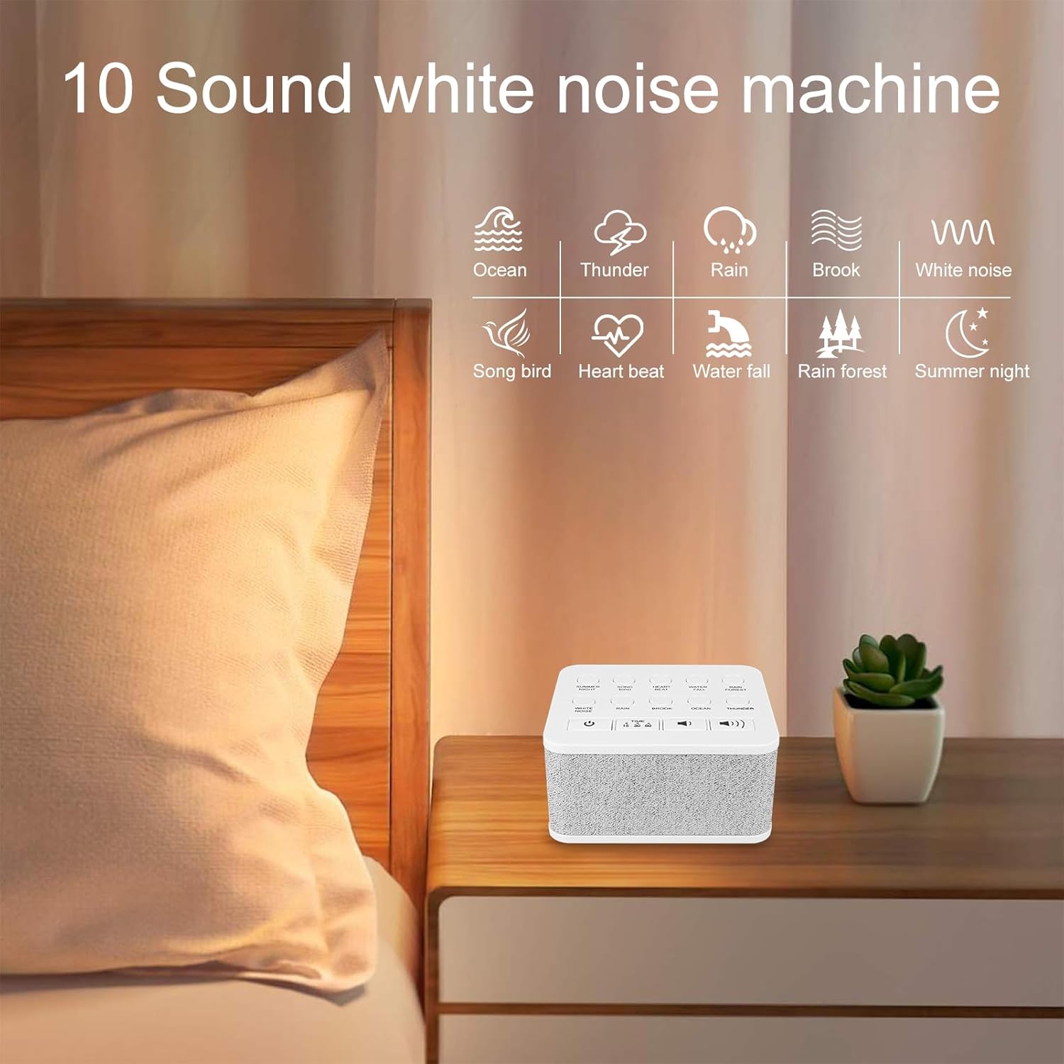 Skiennix White Noise Sound Machine - Portable Sleep Aid with 10 Soothing Sounds | Rechargeable & Timer Function