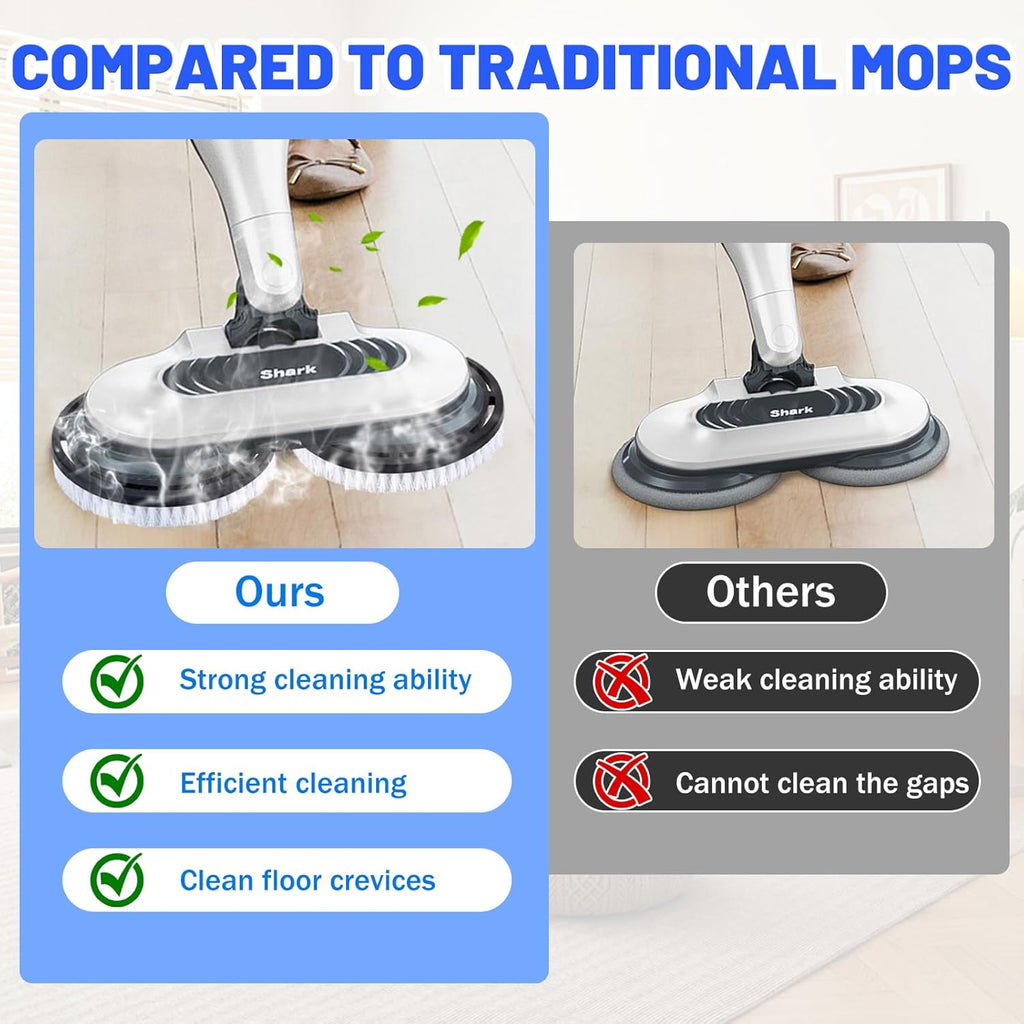 Shark Upgraded Steam Mop Pads - Replacement Brush Heads with Scrubbing Bristles | Deep Clean Hardwood & Tile - 2 Pack